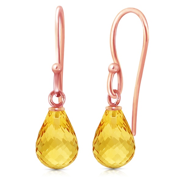 Galaxy Gold Products Jewelry - 14K. SOLID GOLD FISH HOOK EARRINGS WITH CITRINES